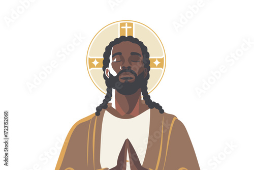 African jesus building faith isolated