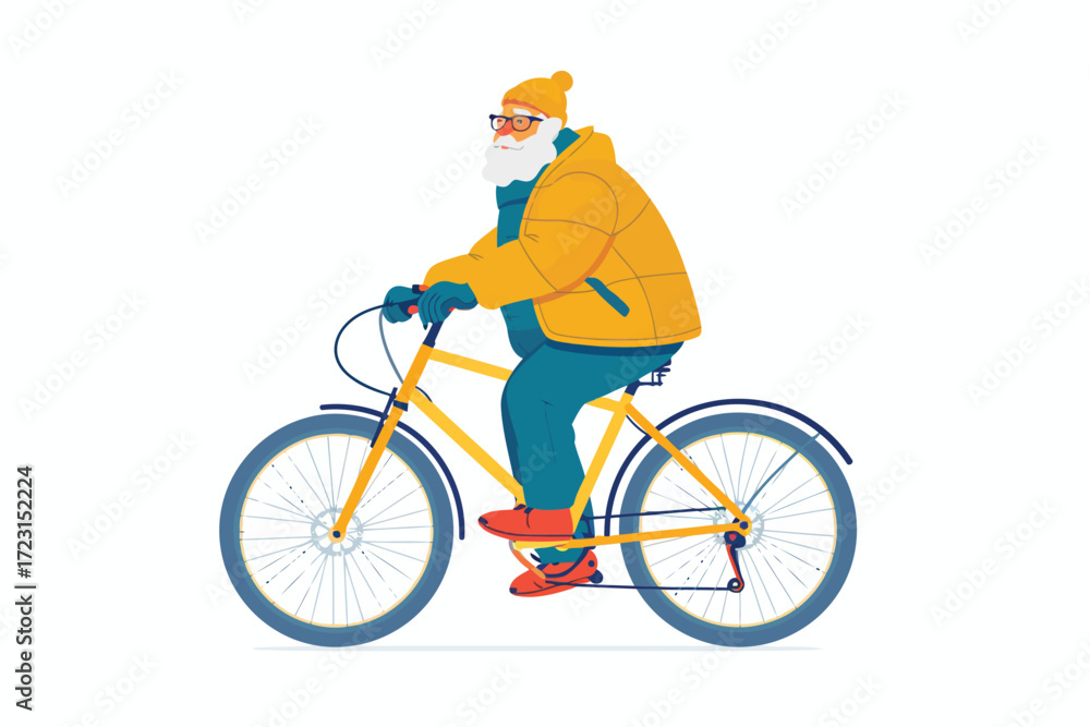 Obraz premium old man staying with bycicle old isolated