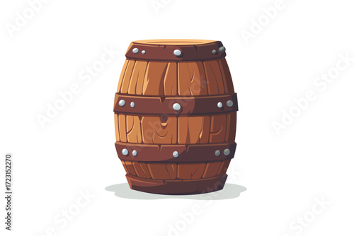 Wooden barrel storage lager isolated