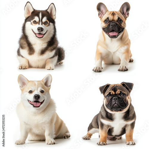 Four-Legged Friends: A charming collage features a diverse group of adorable canine companions, each radiating their unique personality and charm.