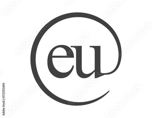 EU logo from two letter with circle shape email sign style. E and U round logotype of business company