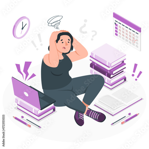 Student stress Isometric Illustrations
