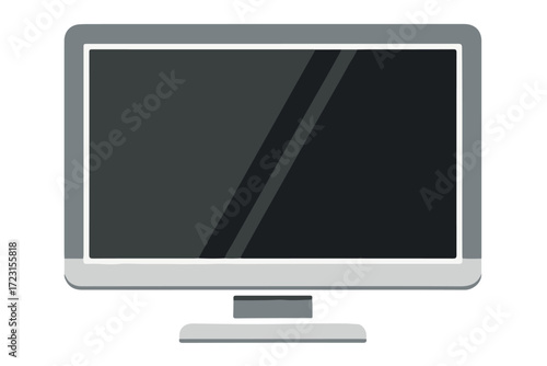 Modern computer monitor with a dark screen and a thin bezel, isolated on Transparent Background