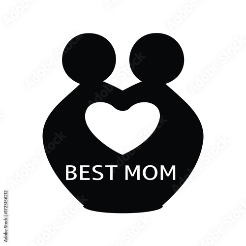 Simple illustration of mother and child embracing, with love and best wishes