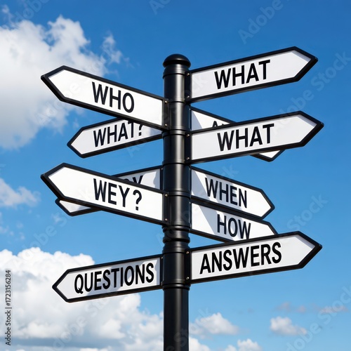 Navigating life's questions and answers street signage outdoor clear sky informative concept
