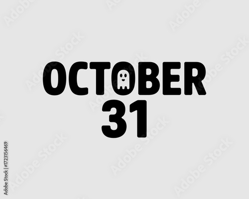 October 31 typography art design with ghost illustration  