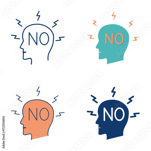 ODD disorder flat and line icon set