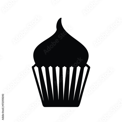 Silhouette of a delectable frosted cupcake, a sweet treat illustration icon