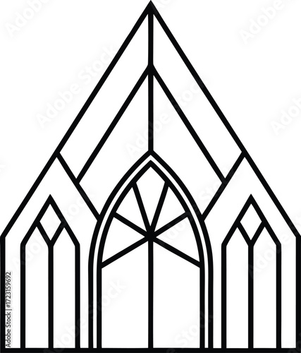 abstract geometric line art stained glass cathedral
