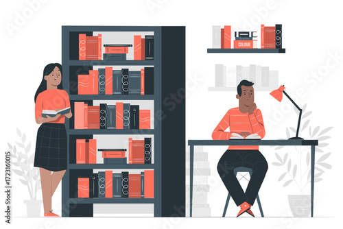 Library Semi Flat Illustrations
