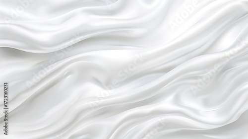 Elegant White Silk Fabric Texture with Soft Waves and Subtle Shimmer for Background or Textile Design