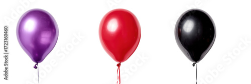 Vibrant purple, red, and black balloons for festive occasions