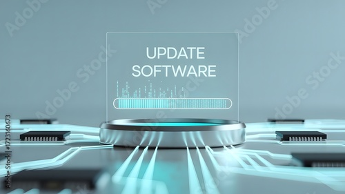 Obraz na płótnie Update software application upgrade technology concept. Software update or Operating system, patch update, updating progress bar, Install app patch, new version, Improved security, program downloading