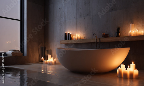Minimalist Bathroom with Candlelight