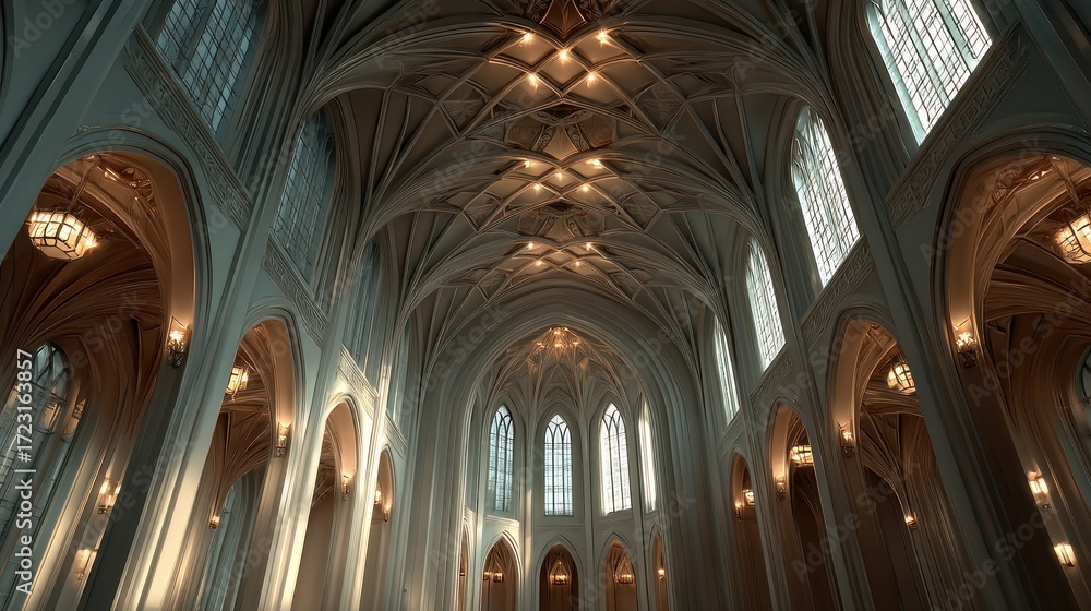 Fototapeta premium Exquisite interior architecture of grand cathedral with impressive vaulted ceilings