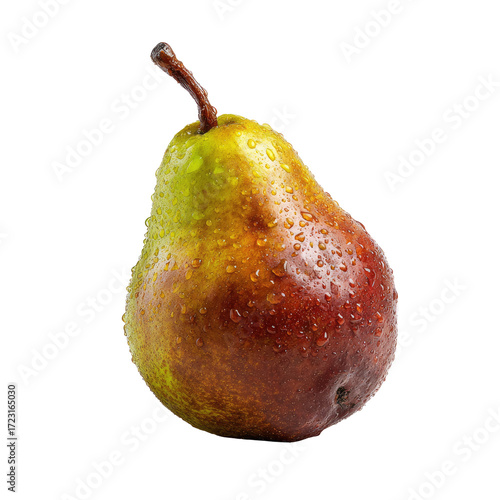 Close-up of a pear with water droplets