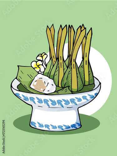 Thai asian foods cuisine handdrawn