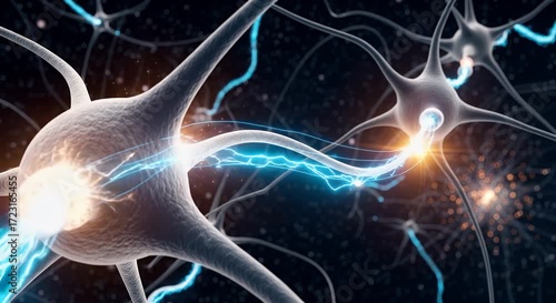 Neuron cells transmitting electrical signals