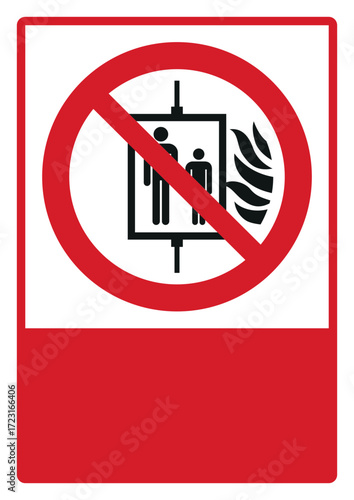 prohibition_safety signs_version 2_do not use lift in the event of fire_your custom message here_portrait_size a4/a3/a2/a1 