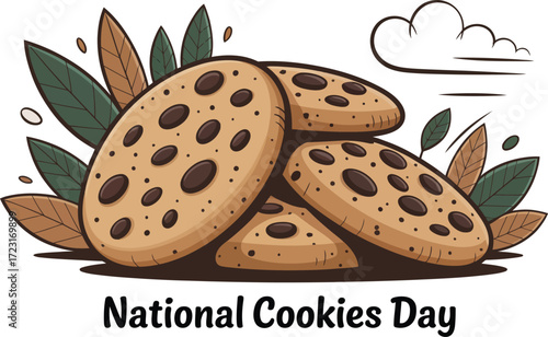 Delicious chocolate chip cookies piled high, celebrating National Cookie Day with sweet indulgence