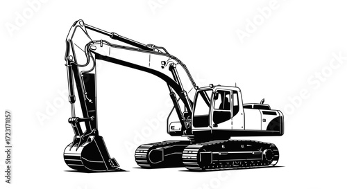 Excavator illustration, a powerful construction vehicle with a bucket vector design