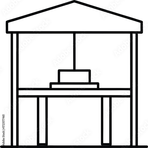 minimalist coworking booth desk line art