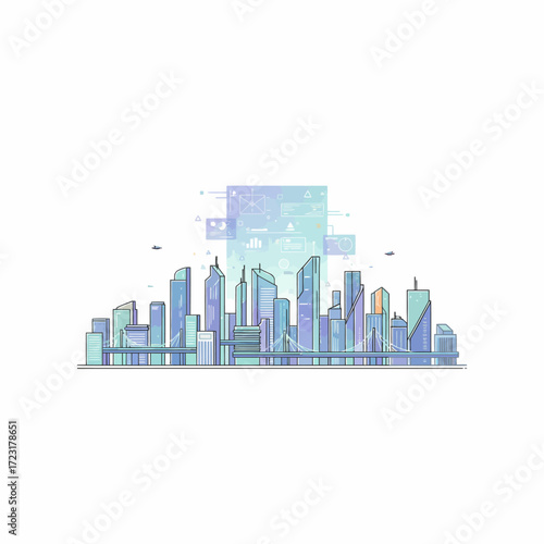 Urban Majesty A Minimalist Cityscape in Soft Hues, Capturing Architectural Grandeur