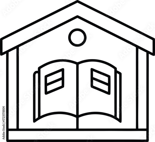 minimalist coworking open library line art