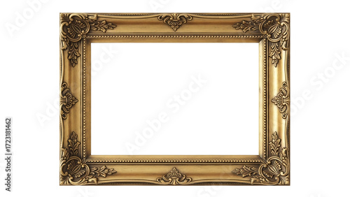 Gold ornate picture frame against black background