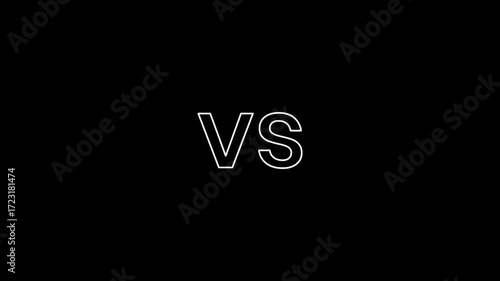 VS text animation seamless loop 4k glowing typography on transparent background.