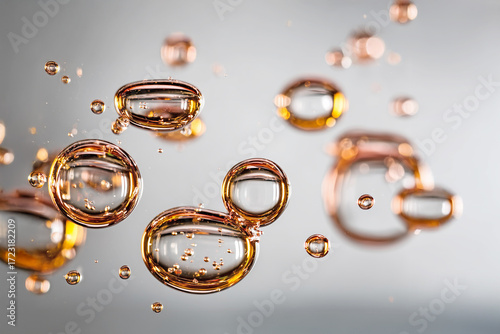A close-up of shiny gold bubbles