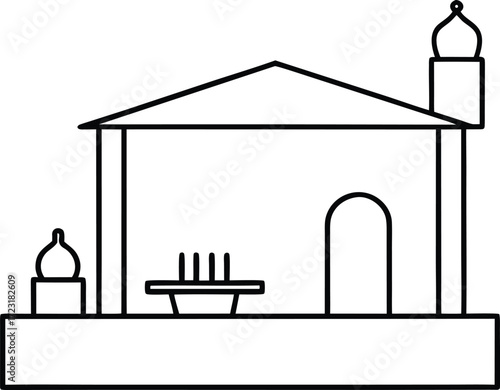 minimalist villa rooftop terrace line art
