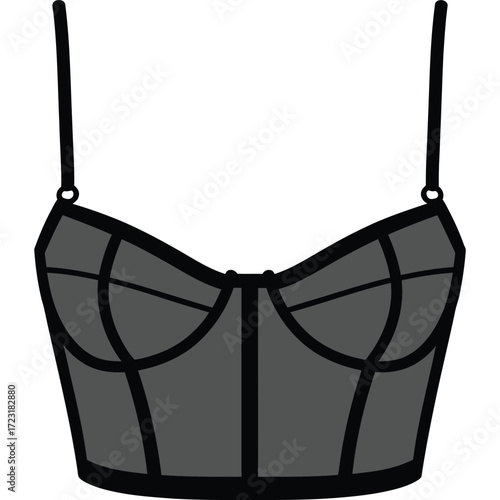 Silhouette Grey Corset Top Fashion Illustration vector clothing design apparel underwear lingerie intimate women s female sexy