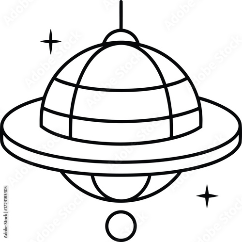 one line line art futuristic rotating space habitat