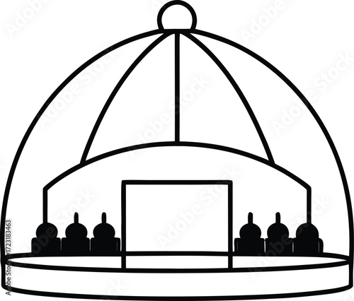 rooftop concert dome seating line art
