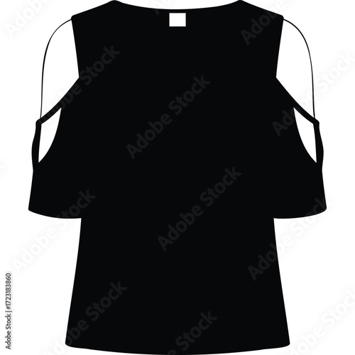 Silhouette Black Cold Shoulder Blouse Fashion Design Template vector illustration clothing apparel women s top shirt sleeveless summer style trend