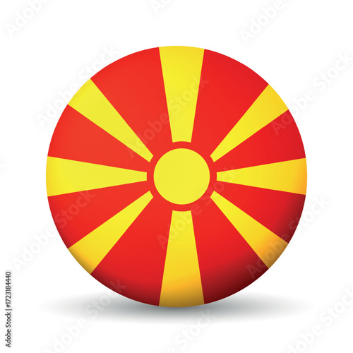 Glass light ball with flag of Macedonia. Round sphere, template icon. Macedonian national symbol. Glossy realistic ball, 3D abstract vector illustration. Big bubble.