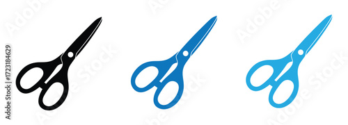 scissors icon vector set, cutting tool vector, scissor outline and silhouette icon set .
