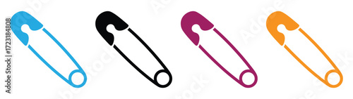 Safety pin set, Set of safety pins, safety pin collection, Vector of safety pins, safety pin silhouette, safety pin isolated on white background