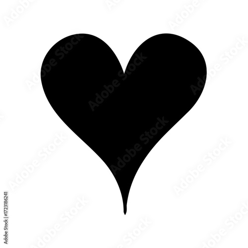 Simple black heart shape on white background expressing love and affection