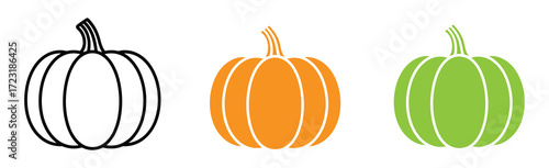 colouring pumpkin silhouette bold outline, simple vector graphic for autumn decor, craft projects, or seasonal festive design.