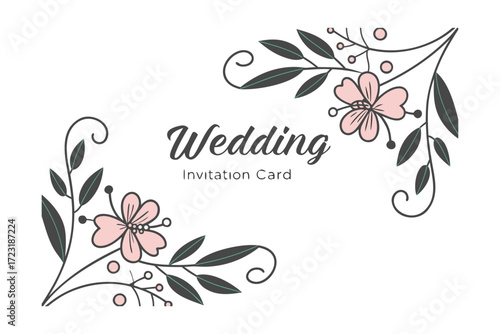 Elegant Floral Wedding Invitation Template with Watercolor Flowers