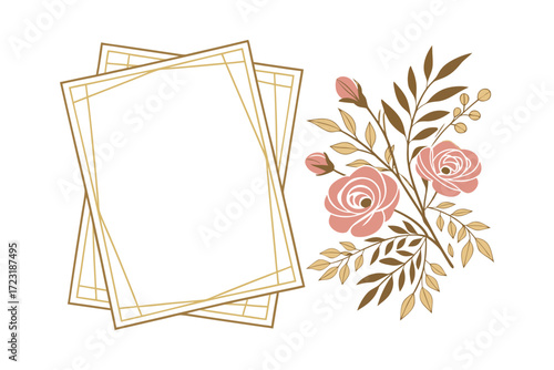 Vintage Watercolor Wedding Invitation Card with Elegant Floral Design