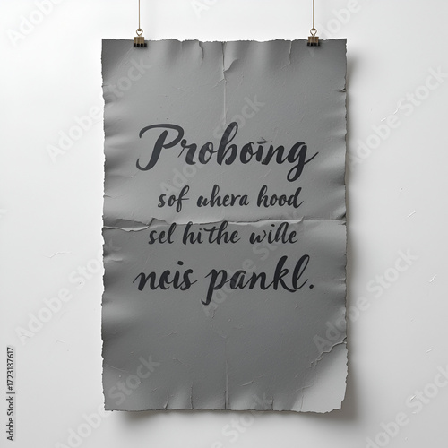 Vector illustration of paper sheet with profound gray paper quote attached to white wall