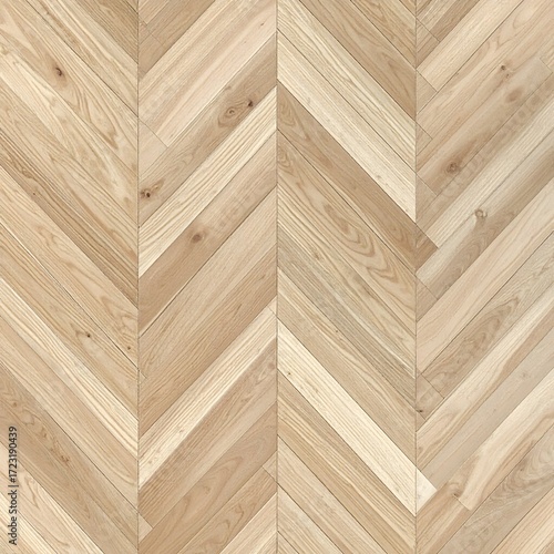 Light beige wooden herringbone flooring