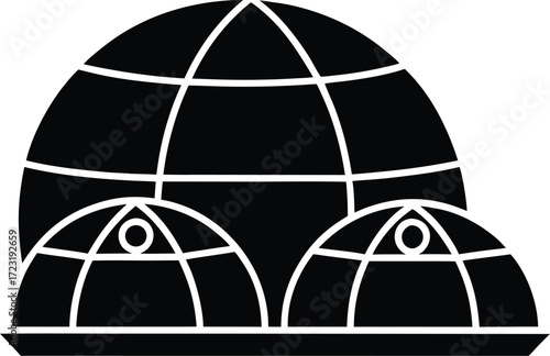 futuristic mars colony dome single line art