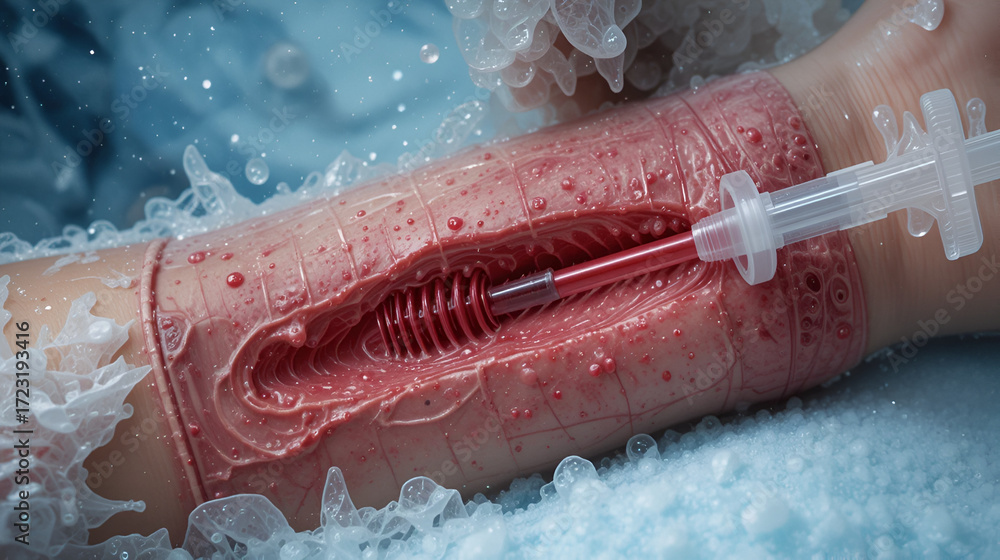 Fototapeta premium Internal hemorrhage after intravenous injection