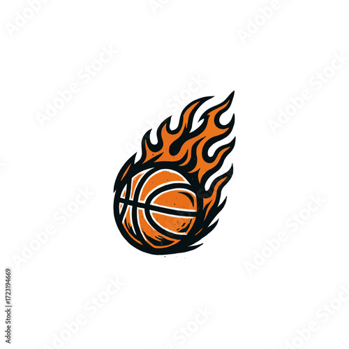 Fiery Basketball Logo Design