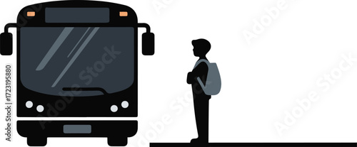 Illustration of a person waiting for a bus
