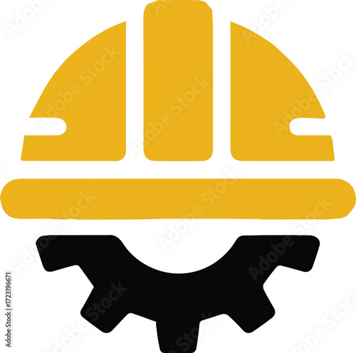 Vector art of yellow construction helmet with gear for safety